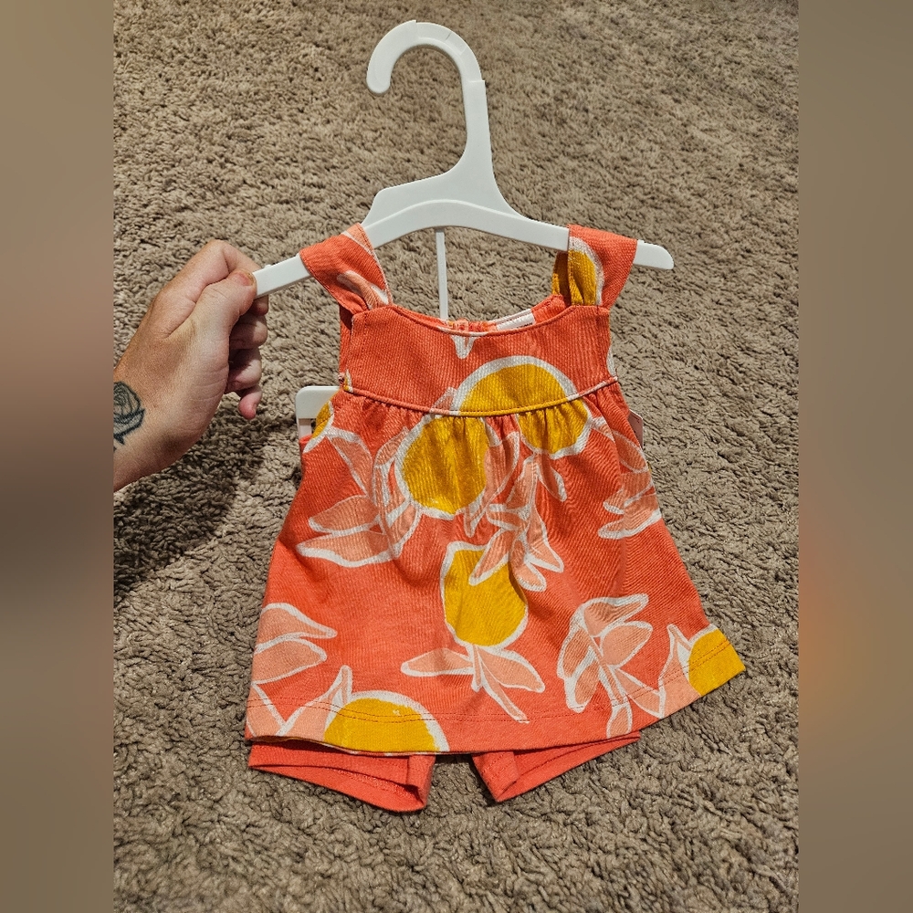 Carters orange yellow summer baby girl outfit 9 months 9m lemon florida vacay